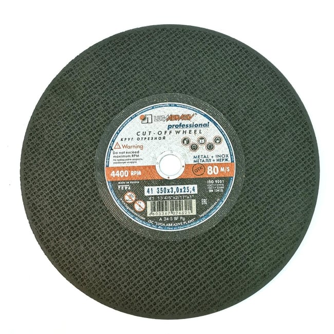 Disc abraziv pentru debitat metale, diametru 350mm, gaura 25.4mm, LUGA ABRASIV