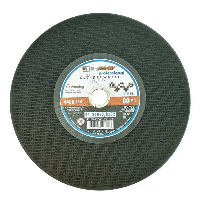 Disc abraziv pentru debitat metale, diametru 350mm, gaura 32mm, LUGA ABRASIV