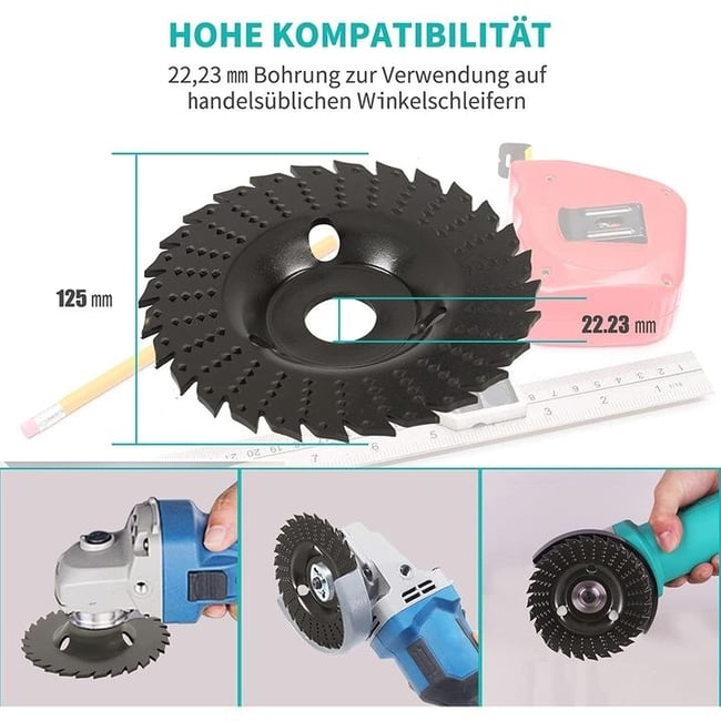 Disc circular slefuit, modelat, raspel, otel carburat, pentru lemn, plastic, ipsos, 125x22.2 mm