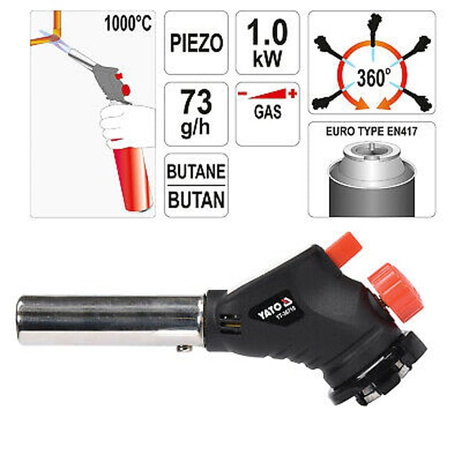 Arzator pe gaz, Yato YT-36710, aprindere piezzo, 1000 grade