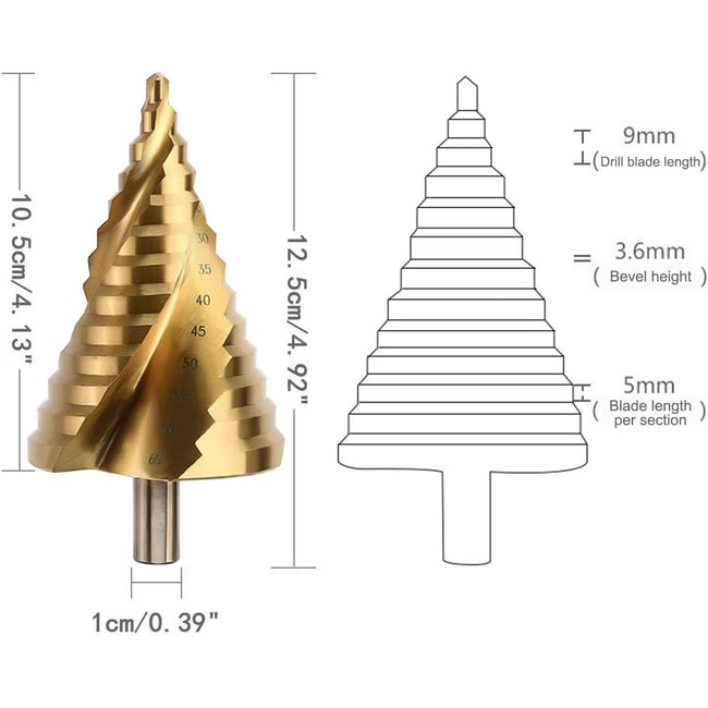 Burghiu conic in trepte, 6 – 65mm, HSS
