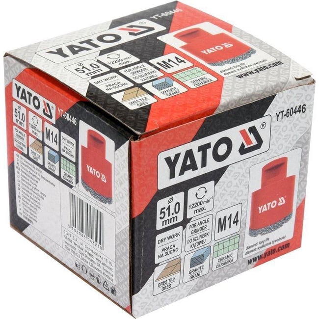 Carota diamantata pentru placi de gresie, ceramica, marmura, 51 mm, Yato YT-60446