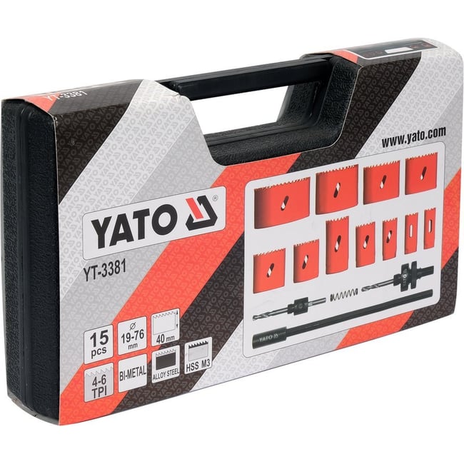 Set carote BI-METAL, 19 - 76mm, 15buc, YATO YT-3381