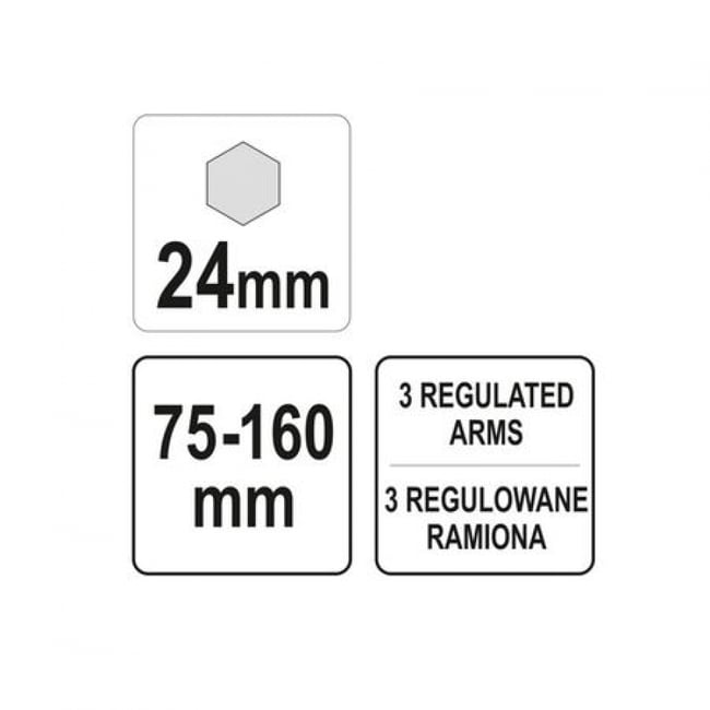 Cheie pentru filtru ulei cu 3 brate, Yato YT-06288, 75 -160 mm