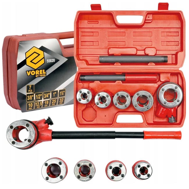 Trusa filiere pentru tevi, Vorel 55820, 3/8 inch - 5/4 inch