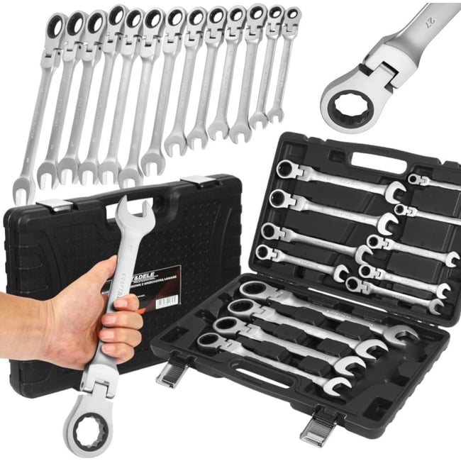 Set chei combinate cu clichet articulate, Kraft&Dele KD11305 , 8-32 mm, 13 bucati