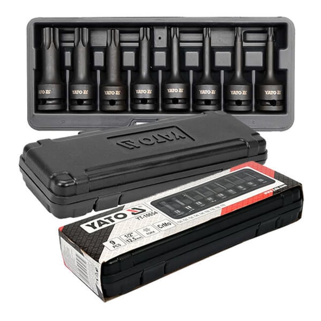 Set chei tubulare impact, Yato YT-10654, T20-T70 mm, 1/2 inch, 9 bucati