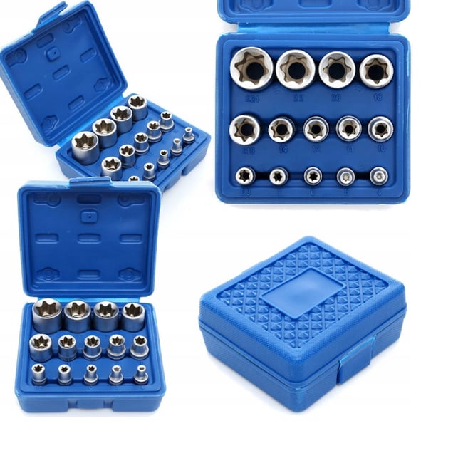 Set capete chei tubulare, Kraft&Dele KD10335, profil torx interior E4-E24 mm, 14 bucati