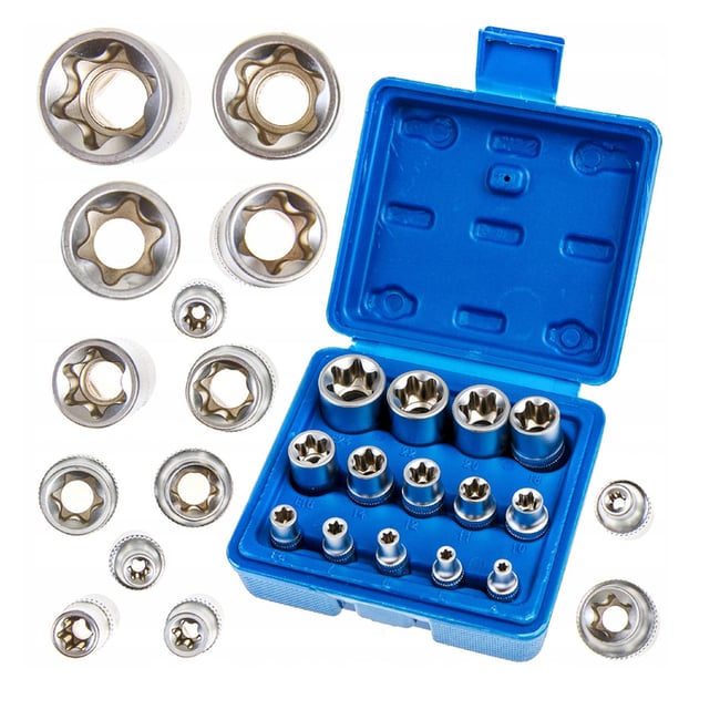 Set capete chei tubulare, Kraft&Dele KD10335, profil torx interior E4-E24 mm, 14 bucati