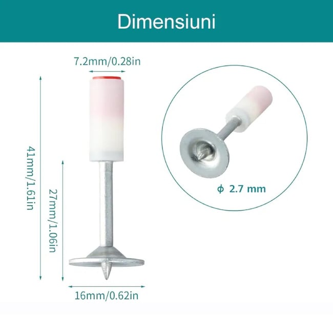 Set 50 cuie rotunde pentru pistol pneumatic de batut cuie in beton si metal, calibru 7.2 mm
