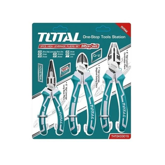 Set Cleste Patent 200mm, Cleste Taietor 180mm si Cleste cu Varf Ascutit 160mm Cr-V, TOTAL THT2K0301S