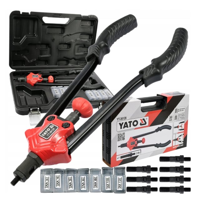 Cleste pentru piulite nituibile, Yato YT-36128, M3, M4, M5, M6, M8, M10, M12, lungime 360 mm