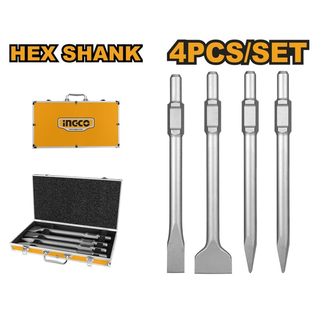 Set 4 dalti profesional suport SDS - HEX, INGCO DBC0304375