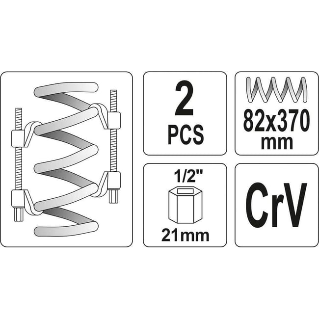 Presa pentru arcuri auto 2 Buc 82X370mm CRV Yato YT-2544