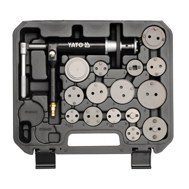Trusa universala cu presa si adaptoare pentru etrier frana pneumatica, 16 piese, Yato YT-0671