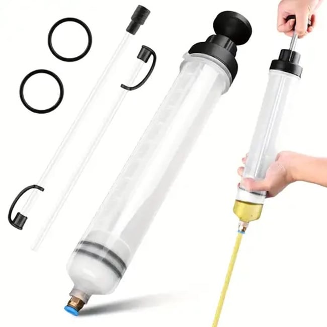 Pompa extractor fluid auto, seringa pentru schimb de ulei cu furtun, aspirator manual de combustibil si umplere, 500ml, transparent, pentru ulei si lichide mecanice