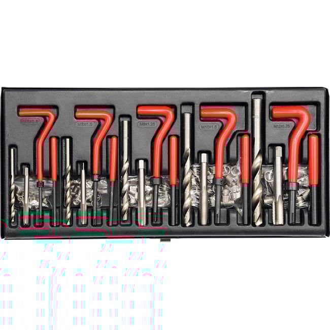 Set pentru reparat filete, Yato YT-1763, M5-M12, 131 bucati
