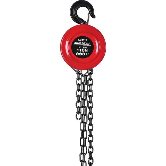 Macara, palan manual cu lant 1000 kg, 1 tona, 2m lungime lant, Kraft&Dele KD1115