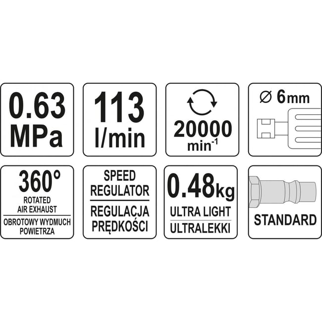 Polizor unghiular pneumatic Yato YT-09676