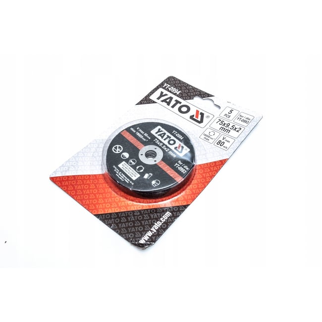 Set 5 Discuri YATO, Pentru Taiat Metal, Pentru Masina de Taiat Pneumatica YT-0993, Exterior 75mm, Interior 9.5mm, Grosime 2mm