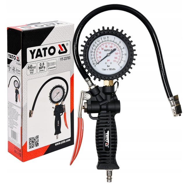 Pistol de aer cu manometru, Yato YT-23703, cupla rapida 1/4 inch, 8 bar, 440 mm