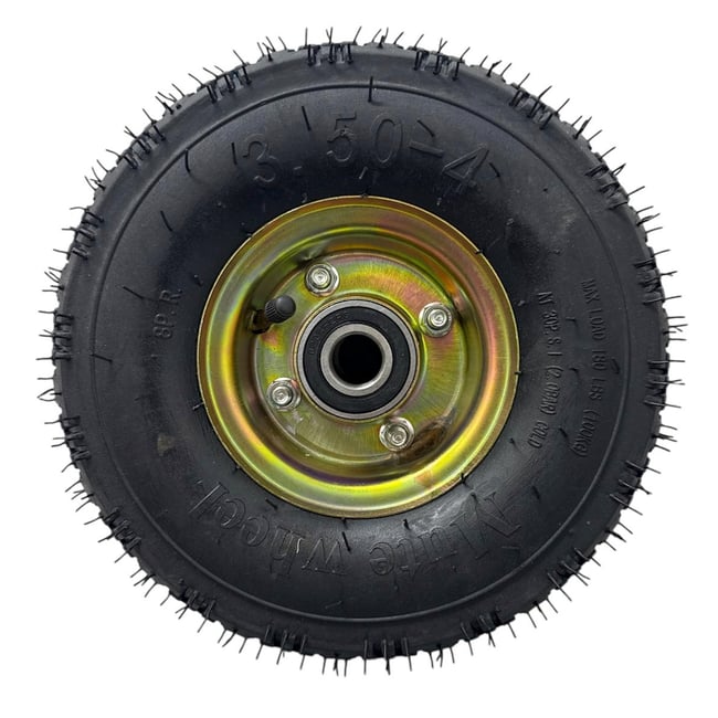 Roata Liza carucior janta metal cu rulment 3.50-4 - 2PR, ax 20mm, janta aurie