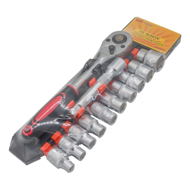 Set chei tubulare cu profil hexagonal, antrenor si prelungitor, prindere 1/2 “, 8-22 mm, set 12 bucati