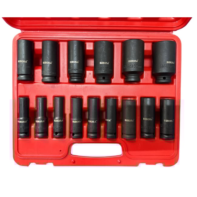 Trusa chei tubulare lungi, 1/2" 10-32 mm, 15 piese, Bebona