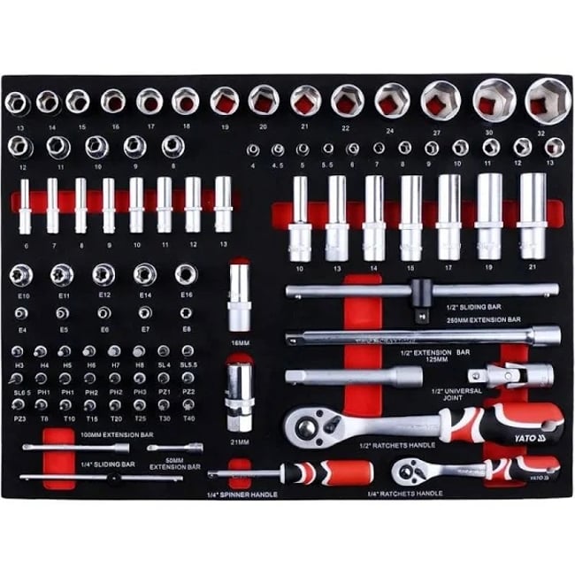 Dulap pentru scule, Yato YT-55290, 980x770x462 mm, 7 compartimente, 211 scule incluse, banc de lucru