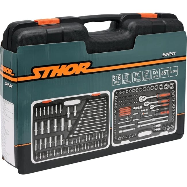 Trusa de scule profesionala Sthor 58691, 216 piese, XXL
