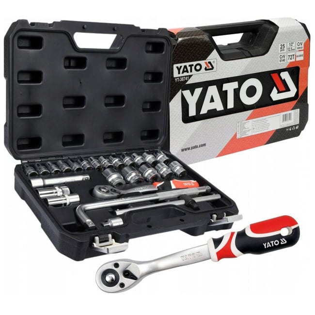 Trusa chei tubulare, Yato YT-38741, 10-32 mm, patrat 1/2 inch, 25 bucati