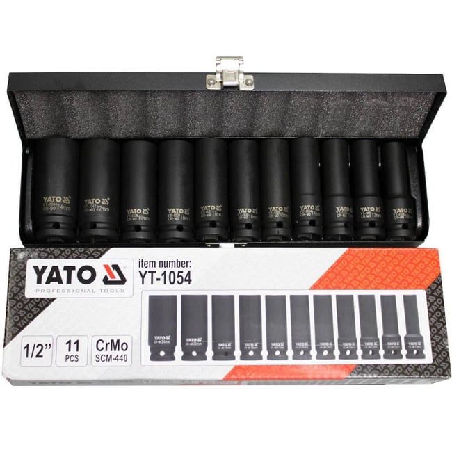 Set chei tubulare de impact adanci 1/2, 11 piese YT-1054