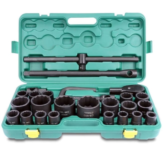 Trusa chei tubulare bihexagonale forta, 26 piese 21-65mm, 3/4 si 1 tol