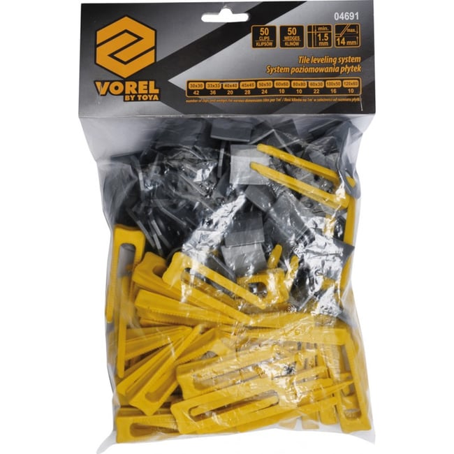 Set accesorii nivelare placi 100 buc, Vorel 04691