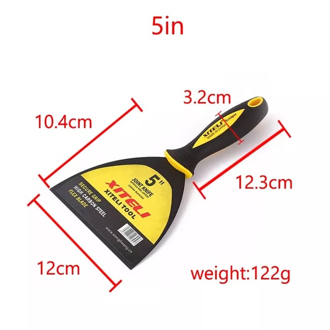 Spaclu din Otel Inoxidabil cu Maner din Cauciuc, Profesional, 5 - 125mm