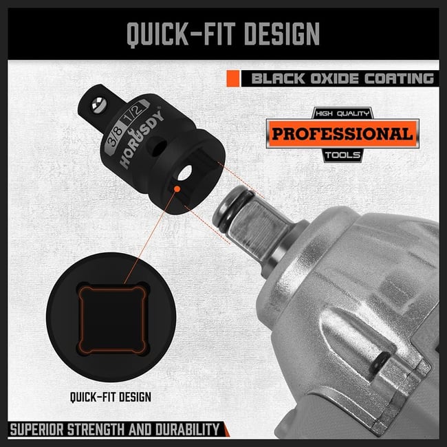 Trusa 5 piese adaptor impact, 1/4 - 1/2 - 3/8 - 3/4, Horusdy® SDY 87000