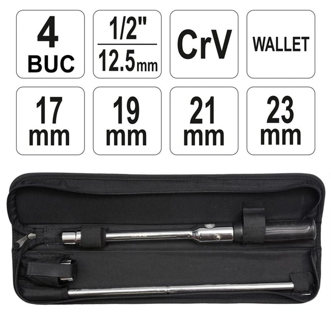 Cheie cruce pentru roti, Yato YT-08035, 17, 19, 21, 23 mm