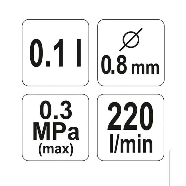 Pistol de vopsit cu cana sus, Yato YT-2357, 100 ml, duza 0.8 mm, HVLP