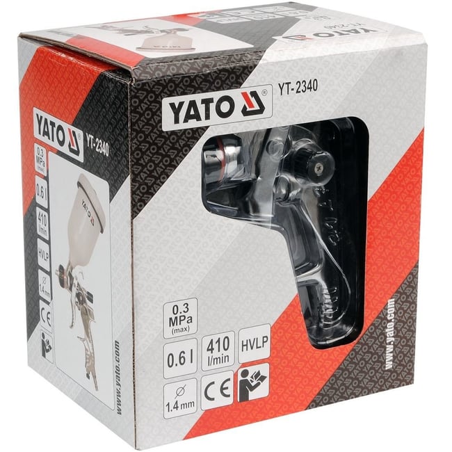 Pistol de vopsit Yato YT-2340, cupa plastic 600 ml, duza 1.4 mm