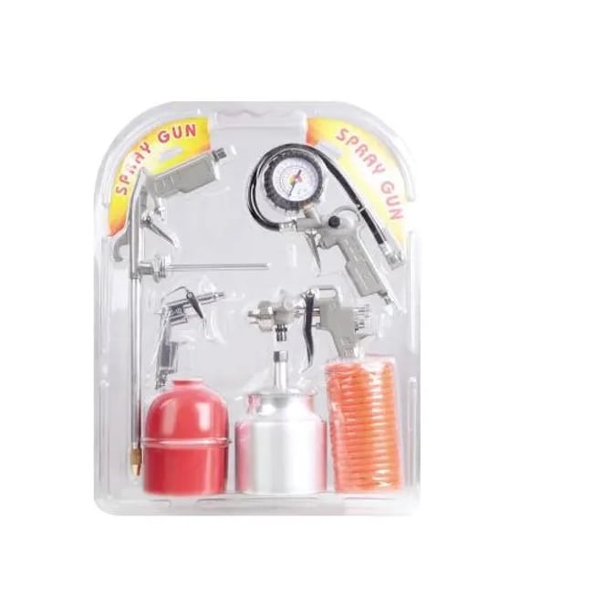 Kit Compresor Aer 5 piese, Furtun Presiune si Pistol Umflat, Lichid , Vopsitorie si Suflat Aer (AYM)