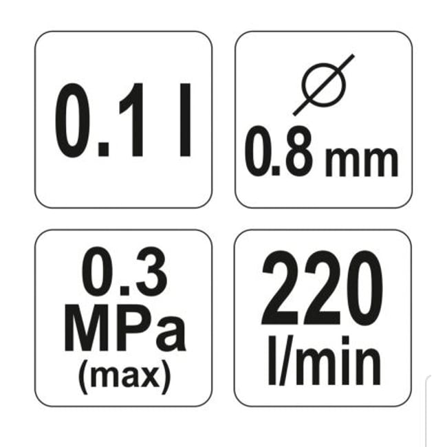 Pistol de vopsit cu rezervor plastic, Yato YT-2341, 0.6l, duza 1.5mm, 410l/min