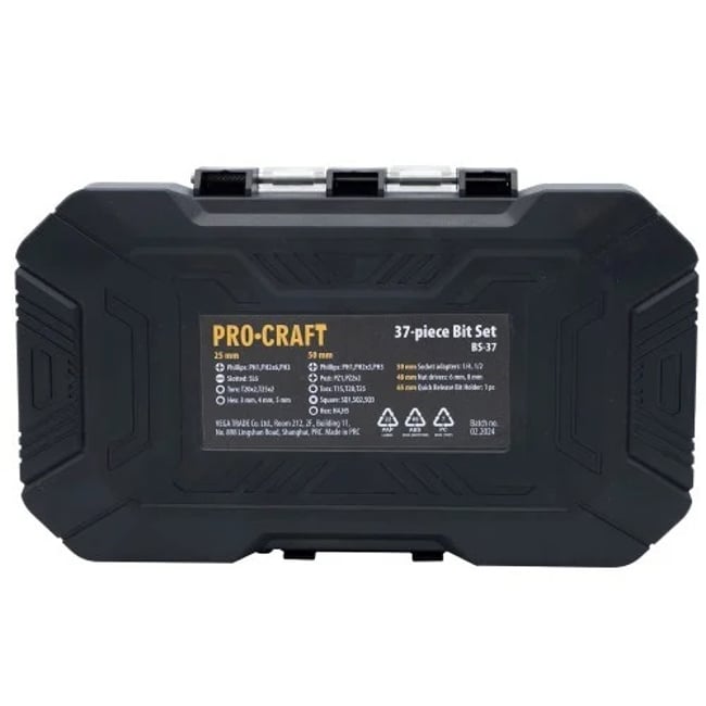 Set Biti Procraft BS-37, adaptoare priza ,chei, 37 piese