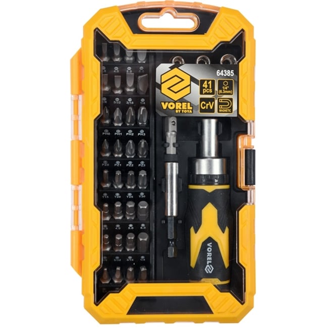 Set surubelnite cu biti, Vorel 64385, 41 piese