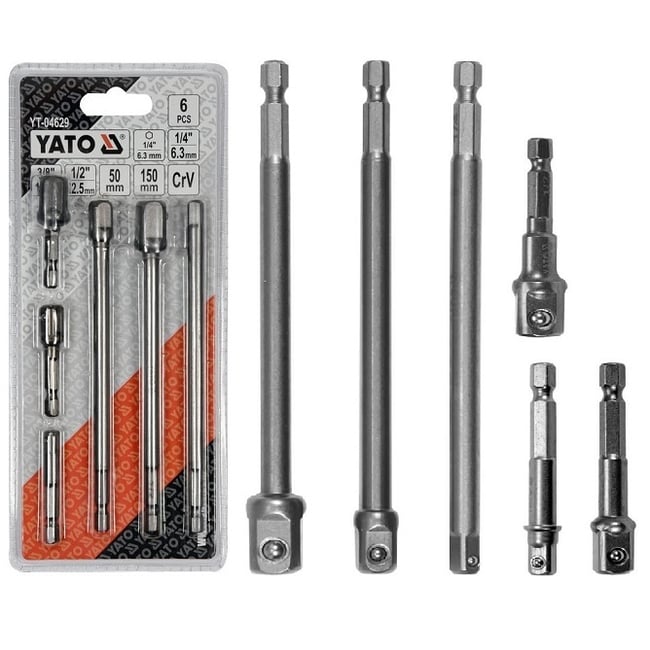 Set adaptoare 1/4, 3/8, 1/2, 6 buc Yato YT-04629