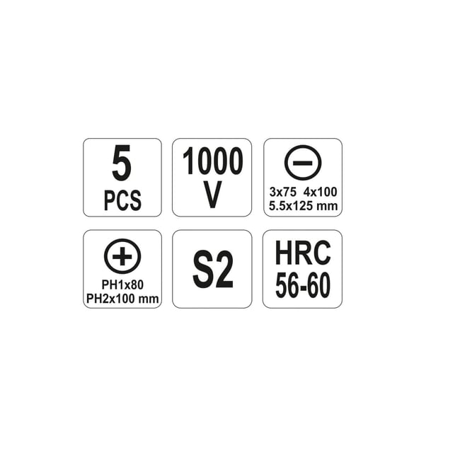 Set 5 surubelnite izolate pentru electricieni, Yato YT-2827, VDE, 1000 V