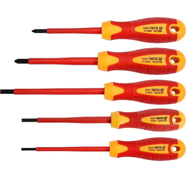 Set 5 surubelnite izolate pentru electricieni, Yato YT-2827, VDE, 1000 V