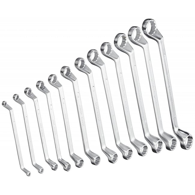 Chei inelare cu cot , 6-32 mm, set 12 bucati, satinate, CrV