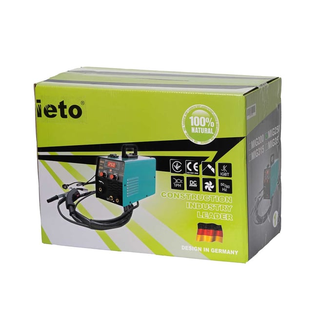 Aparat de sudura tip invertor, Ieto MIG-250, sudura MIG-MMA-TIG 3 in 1 cu Afisaj LED, electrod, sarma flux 0.8mm inclusa