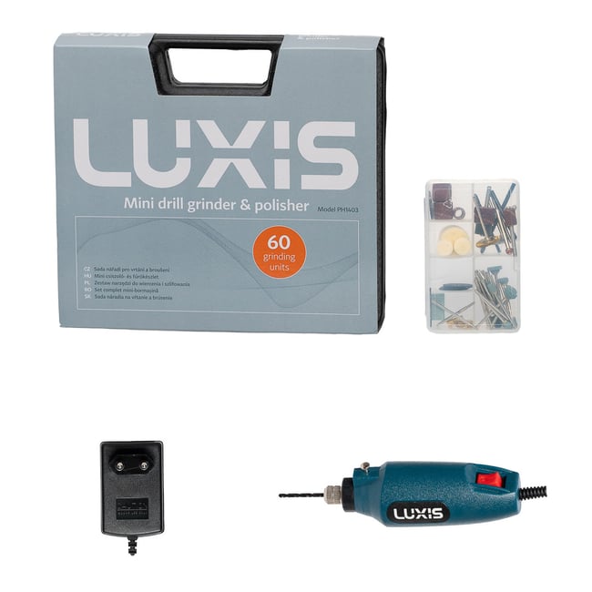 Trusa minifreza tip biax, de taiat, gaurit, polizat, Luxis PH1403, 60 accesorii,12000 RPM