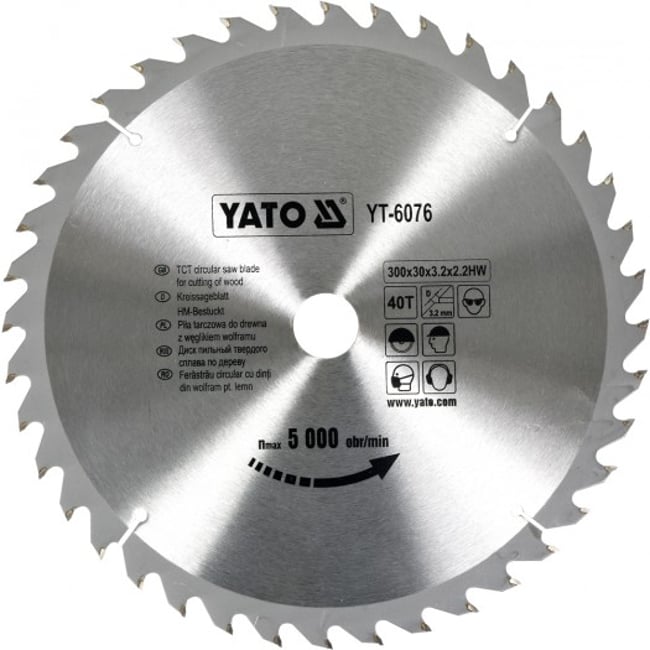 DISC CU VIDIA PENTRU LEMN YATO 300X30 MM, 40T